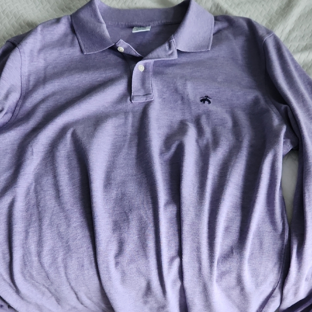 Brooks Brothers Long Sleeve Purple Polo Shirt Classic Design